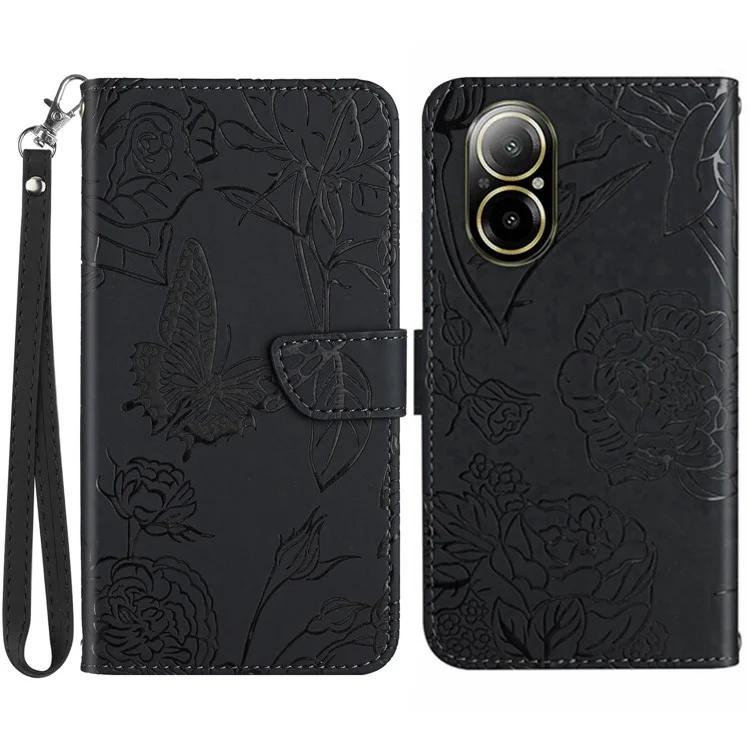 

HT03 для Realme C67 4G чехол для телефона кожаный чехол для карт с сенсорным экраном и ремешком на руку