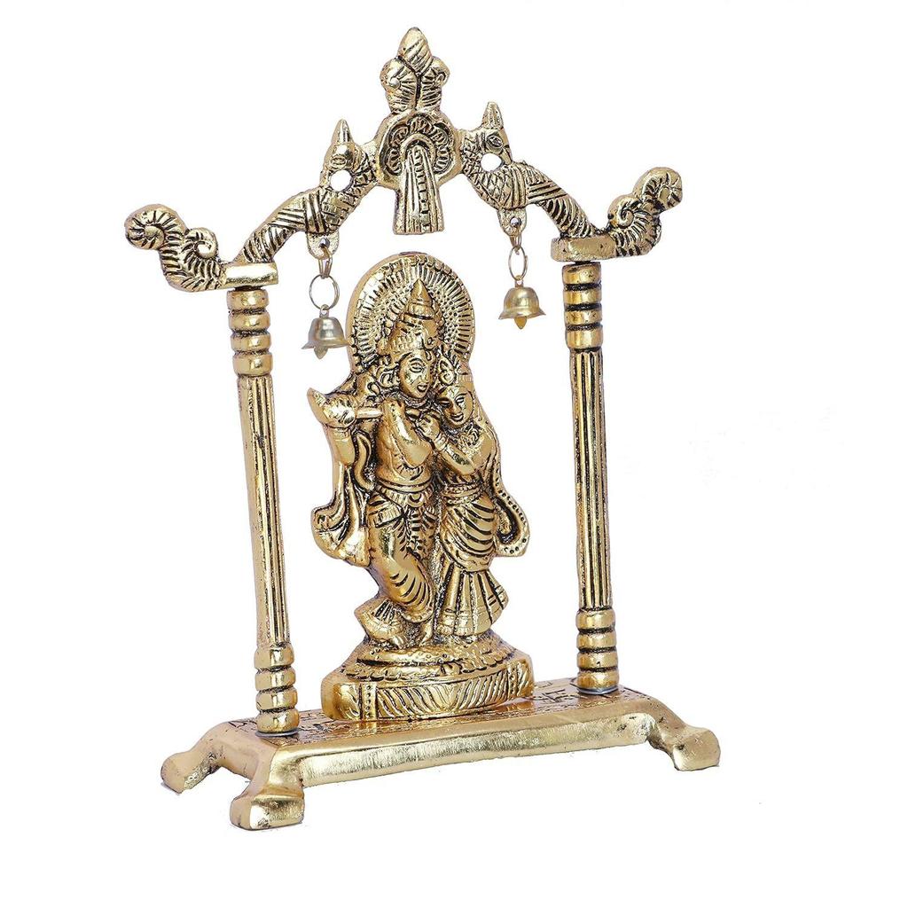 Metall Radha Krishna Statue Vergoldet Dekorieren Sie Ihr Zuhause, Büro & Radha Krishna Murti Idol Ausstellungsstück Figuren