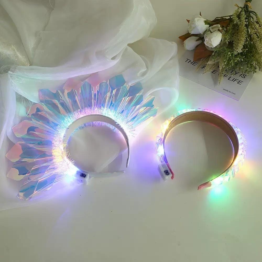 Flashing Light Up Hair Hoop LED Glowing Crown Luminous Laser Headband  Christmas Celebration