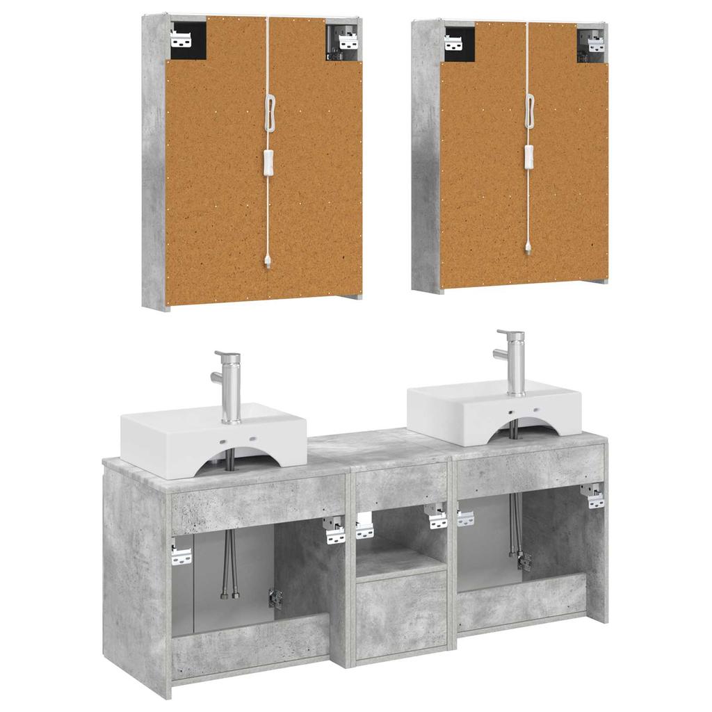 Bathroom Cabinet Set 5 pcs Concrete Grey Particleboard