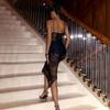 2026 European & American Spring/Summer Women's Sexy Deep V Lace Backless Spaghetti Strap Slim Fit Dress