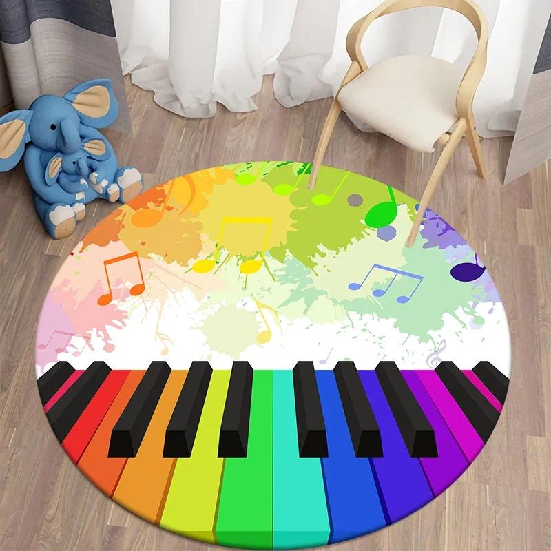 Music Note Round Carpet for Living Room Area Rugs Kids Carpets Non-slip Floor Mat for Kids Bedroom Carpet Children's Play Mats