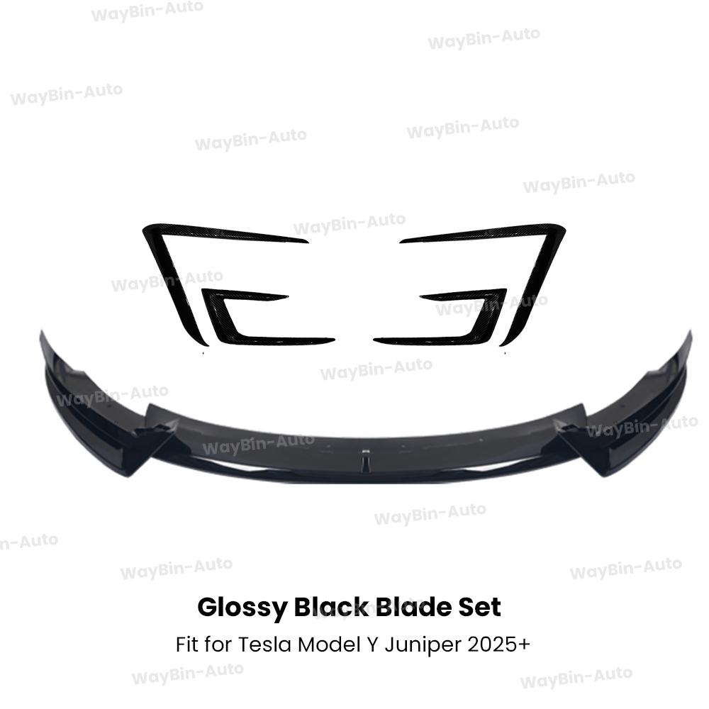 Glossy Black Front Lip Spoiler & Front Bumper Lip Kit for Tesla Model Y Juniper 2025+ - AD Sport Body Kits Styling Accessories