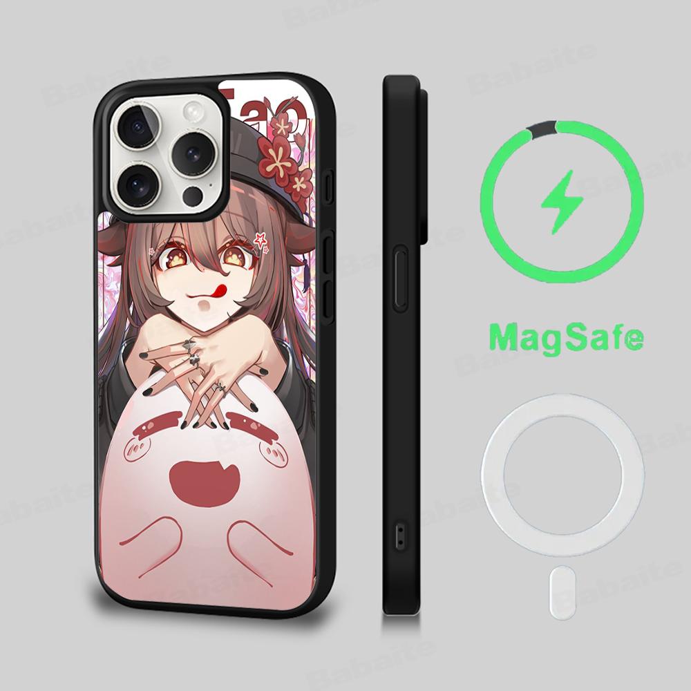 Genshin Impact Hu Tao Phone Case Magnetic Case For iPhone 18 16 14 13 12 11 15 Pro Max Plus For Magsafe Wireless Charge Cover