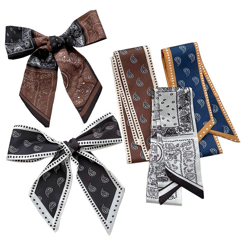 Women Twill Decorative Ribbon Small Scarf for Binding Bag Handle Ribbon Hair Band Small Scarf Headband Skinny Bag Scarves
