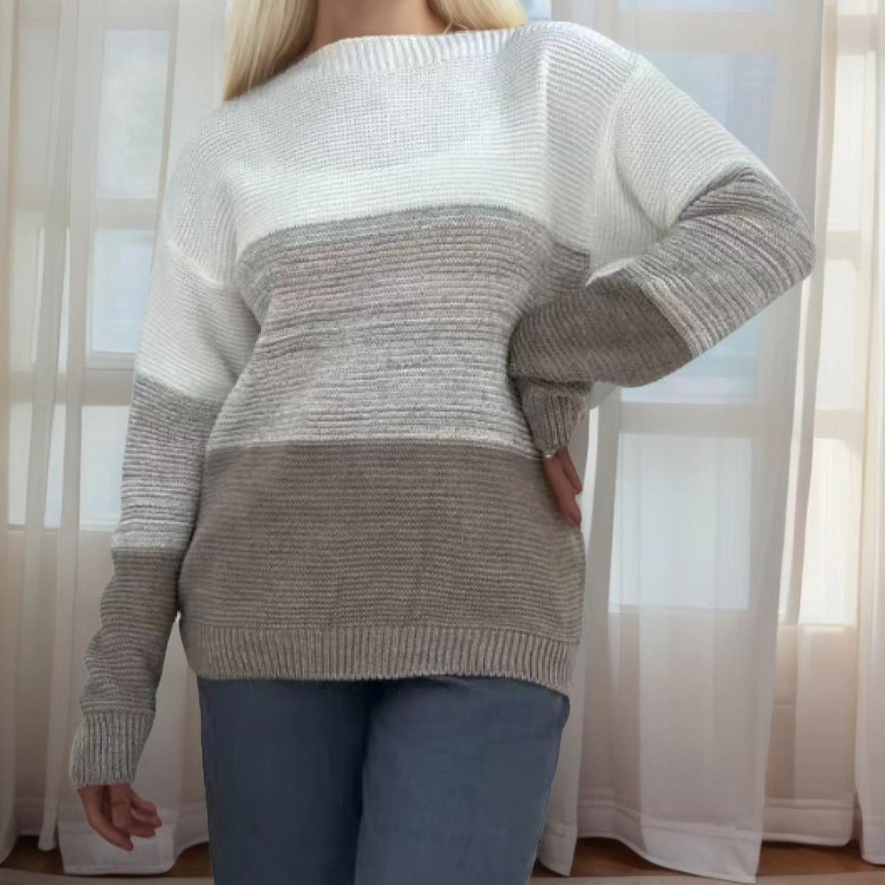 

Осень/Зима Новый вязаный свитер женский контрастный цвет круглый вырез длинный рукав толстовка с капюшоном 3XL хаки