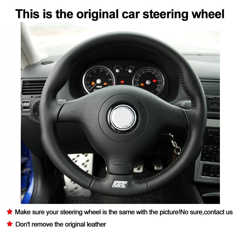 For Volkswagen Golf R32 IV 2002-2005 Hand Stitching Car Steering Wheel Cover Wrap Slip-resistant Breathable Interior Accessories