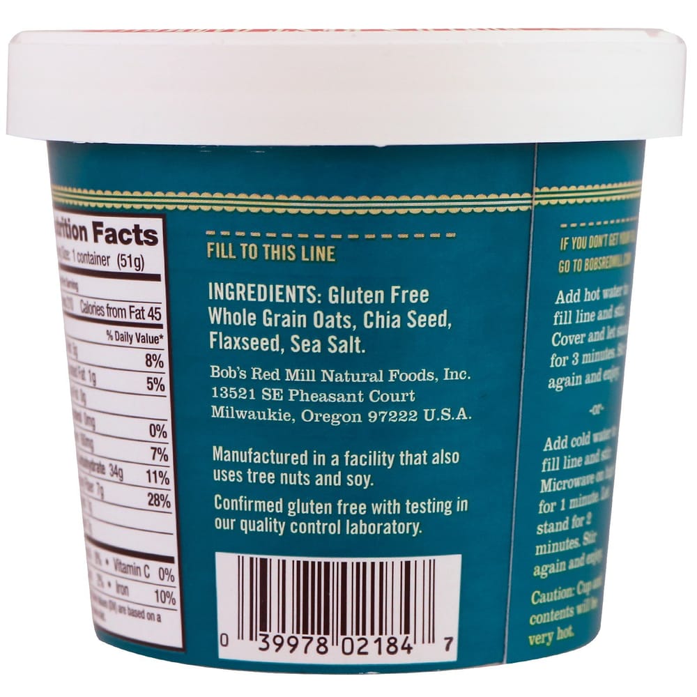 Bob's Red Mill Classic Oatmeal with Flax & Chia, 51g (1.81oz)