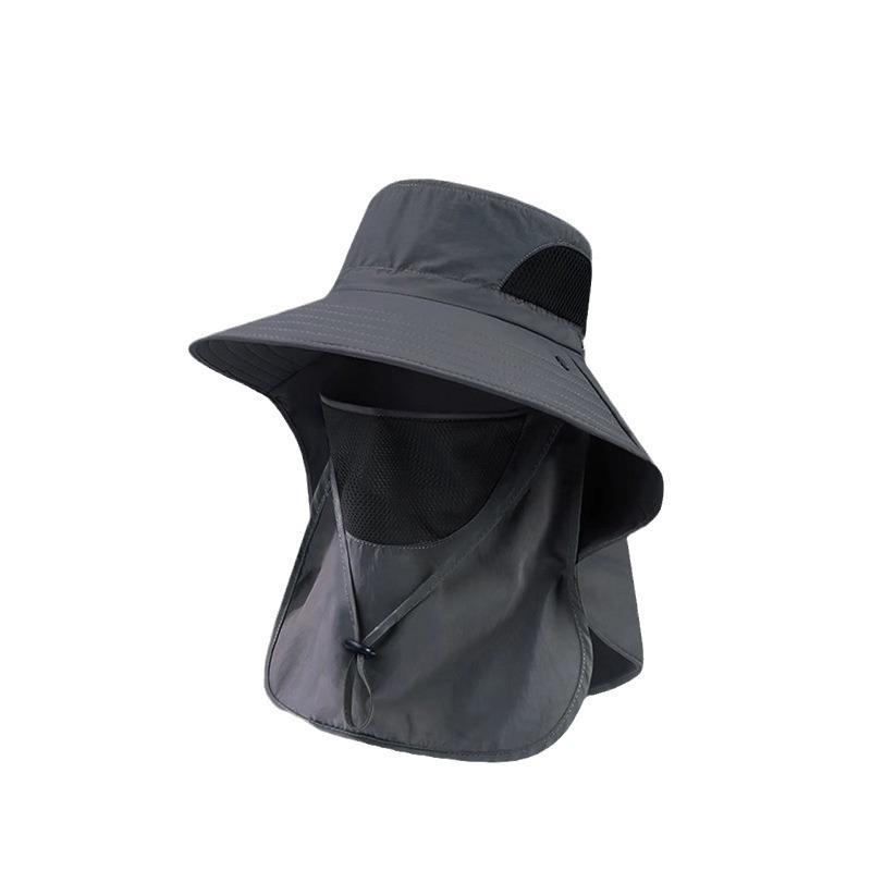 Men's Sun Protection and Shade Hat with Neck Guard, All-in-one Fishing and Hiking Outdoor Breathable Bucket Hat, Windproof