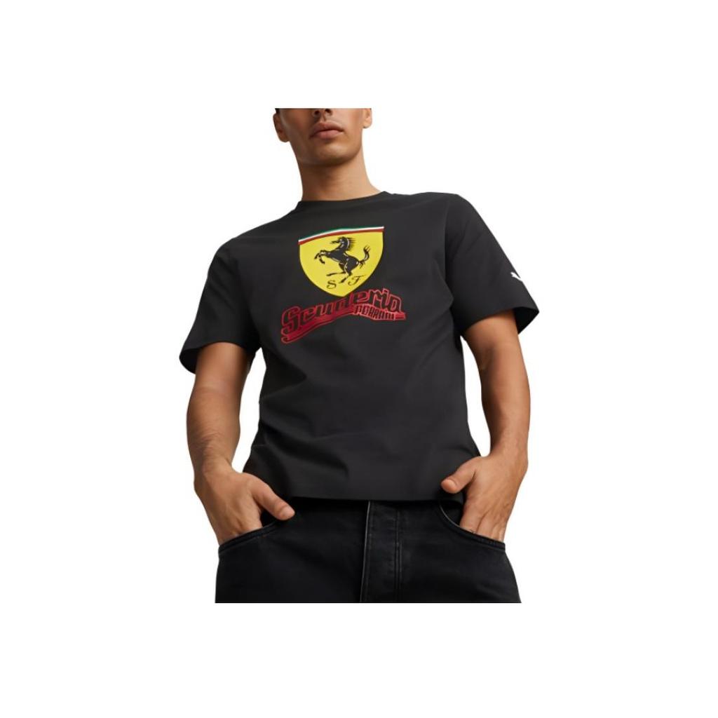 Puma Pullover Round Neck Letter Print Breathable Short Sleeve T-Shirt Unisex T-Shirt Black 538186-01