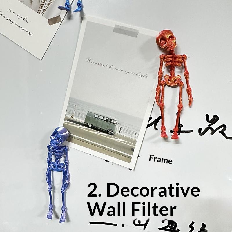 

3D Printed Magnetic Skeleton Coloful Realistic Movable Skeleton Magnet For Fridge Articulated Magnetic Refrigerator Sticker 4pcs