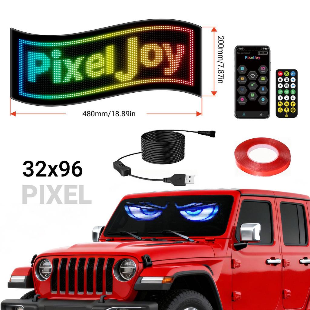 Smart LED Car Sticker: Full Color Flexible Display with Bluetooth Scrolling Subtitles for In-Car Advertising.