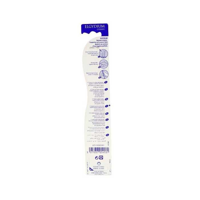 Brosse À Dents - Elgydium - CLASSIC Standard - Tête Longue - Medium - Hygiène Bucco-dentaire