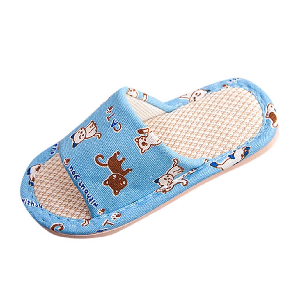 Toddler Infant Kids Girls Boys Unisex Cartoon Linen Slippers Breathable Shoes