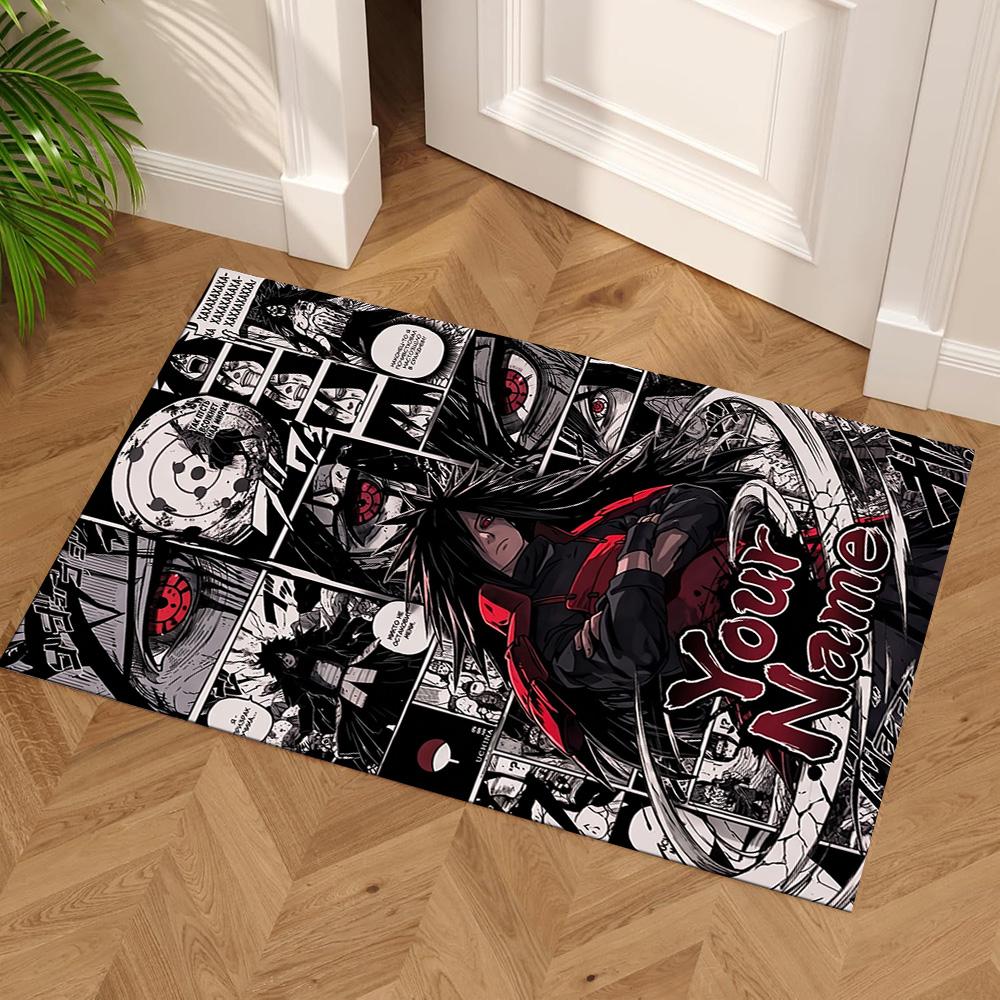 Naruto Character Customize Your Name Carpet Suitable for Playrooms Entryway Outdoor Living Rooms Antislip Carpet Anime Office Decor