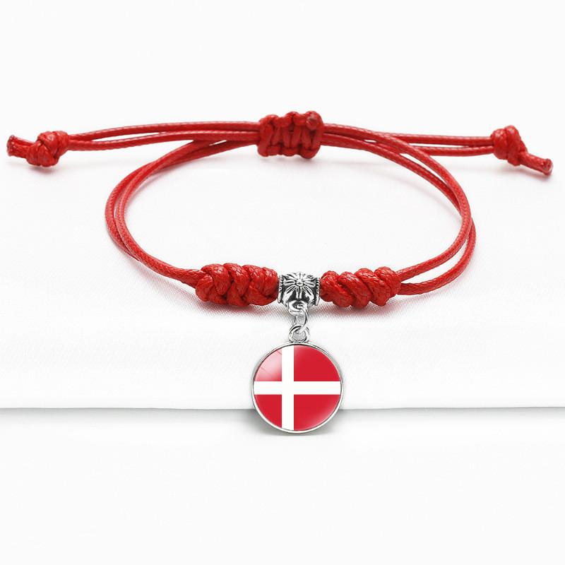 Red Bracelet Trendy With Timeless Gem European Country Flags Unisex Material Mixed