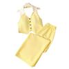 Girls' Fashionable Outfit - Spring/Autumn Children's Casual V-neck Collarless Sleeveless Long Pants Set