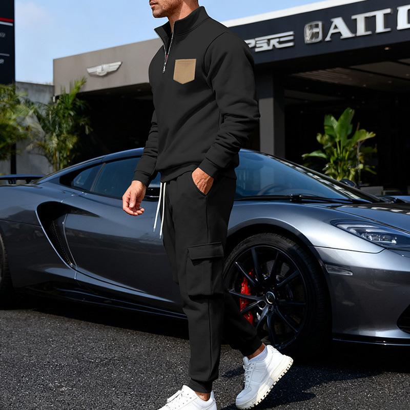 Fashionable  Autumn and Winter New Men's Loose Velvet Workwear Commuter Sweatshirt and Sweatpants Suit