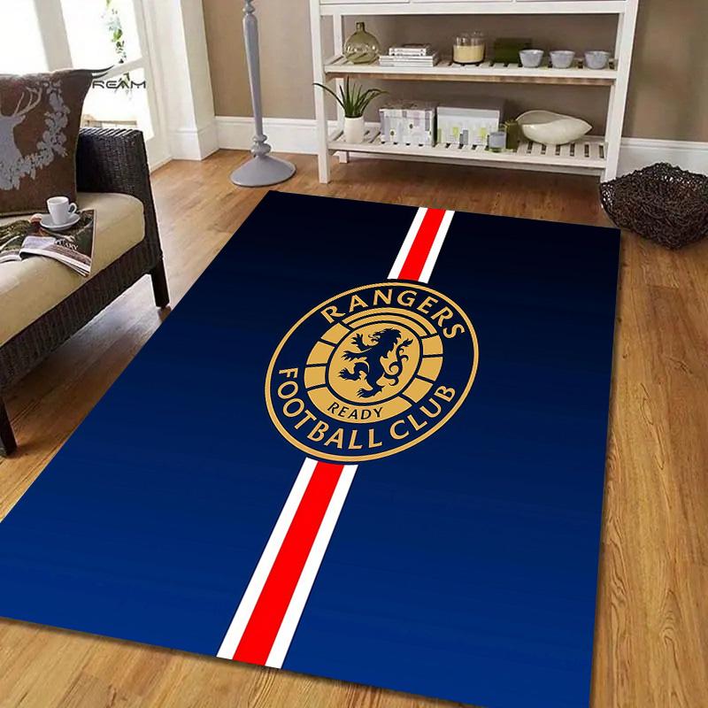 Rangers FC Flannel Pattern Square Carpet,Area Rug,Carpet Rug for Living Room Bedroom Sofa Playroom Decor,Non-slip Floor Mat
