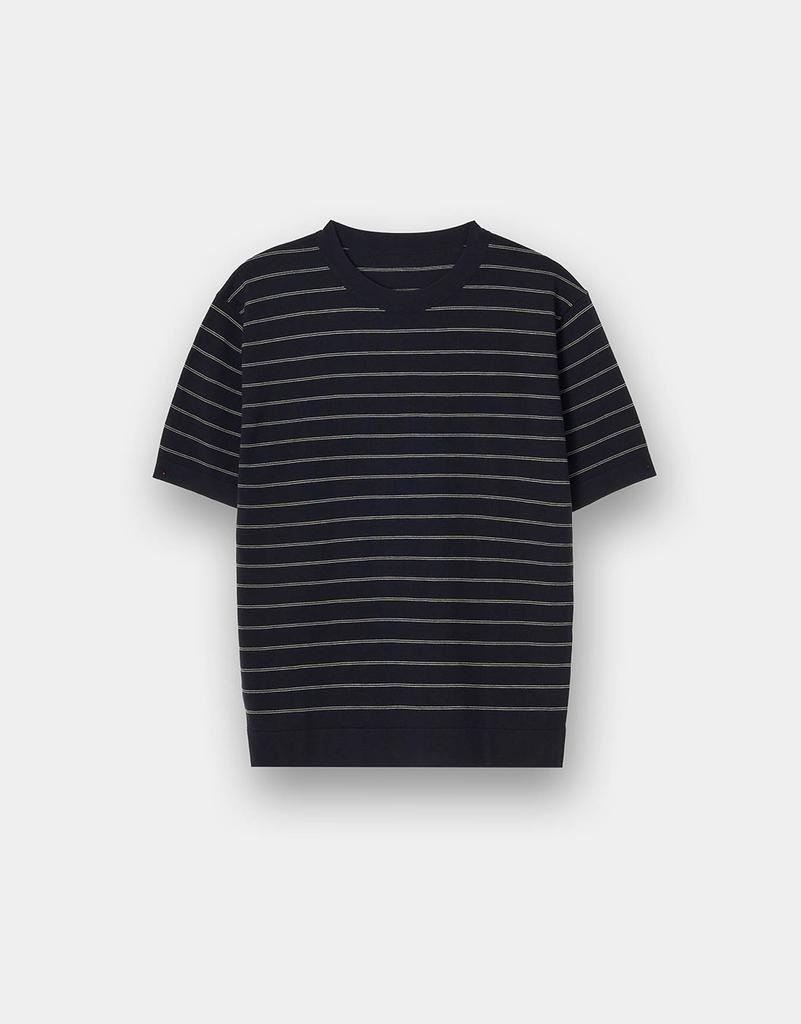 CONCEPTS1ONE Washable Striped Crew Neck Short Sleeve Knit Sweater 10056527/056527 [2Color]