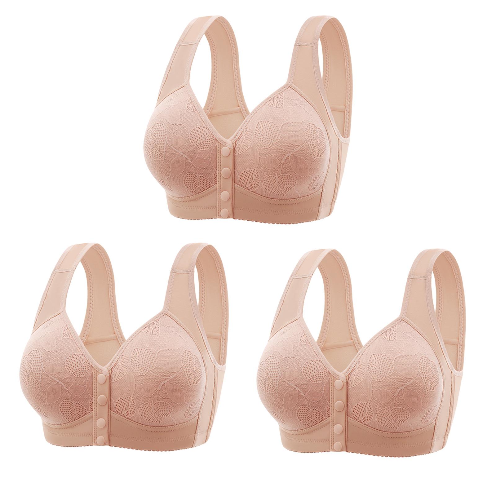 

Тонкий бюстгальтер великого розміру спереду на ґудзиках без жилетки зі сталевими кільцями, жіноча нижня білизна з великою чашкою з регулюванням і красивою спинкою 3шт. 100C*3pcs