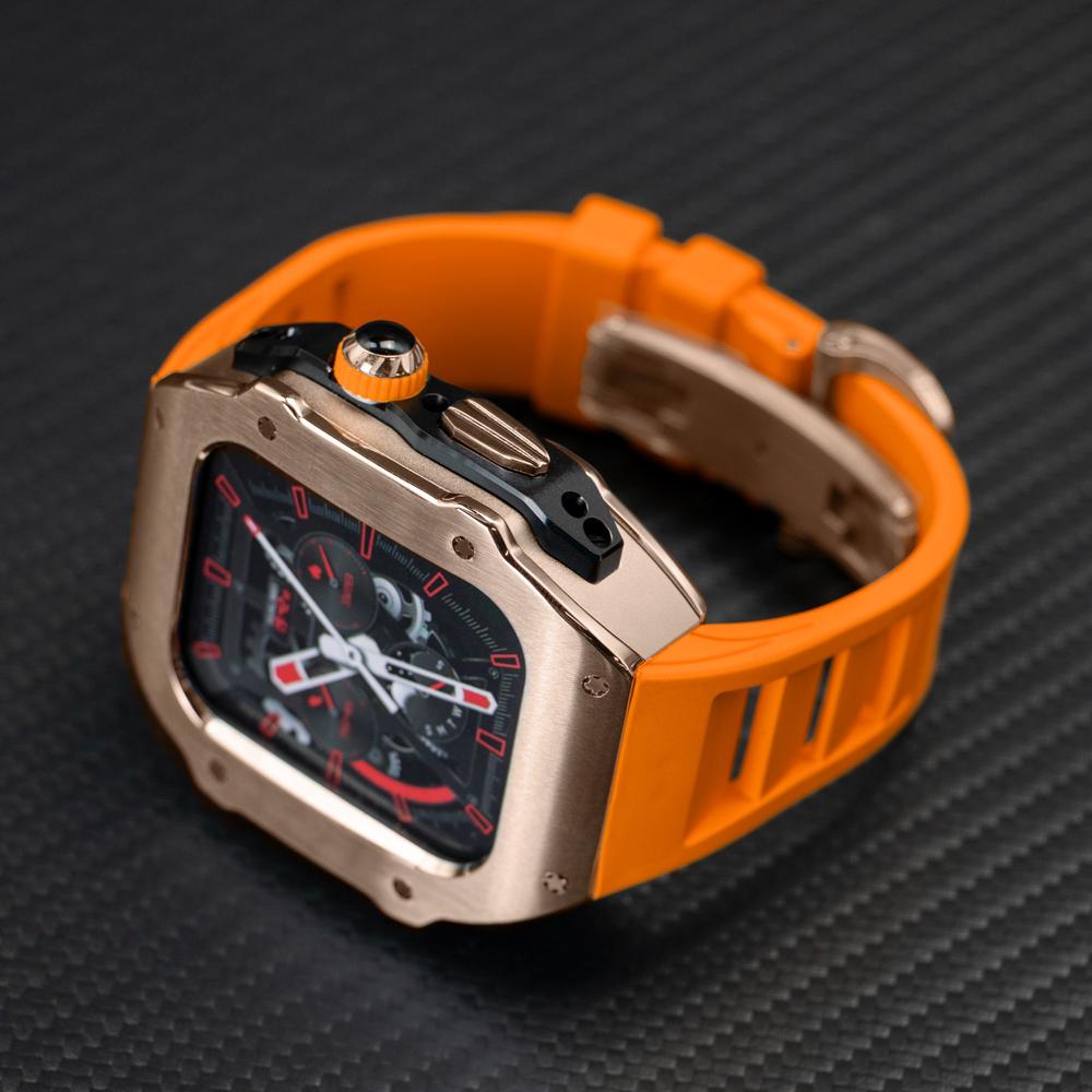 Stainless Steel Modification Kit For Apple Watch 8 Ultra 49mm 7 6 5 4 SE 44MM 45MM Case Sport ONLY Band iWatch Rubber Refit Mod