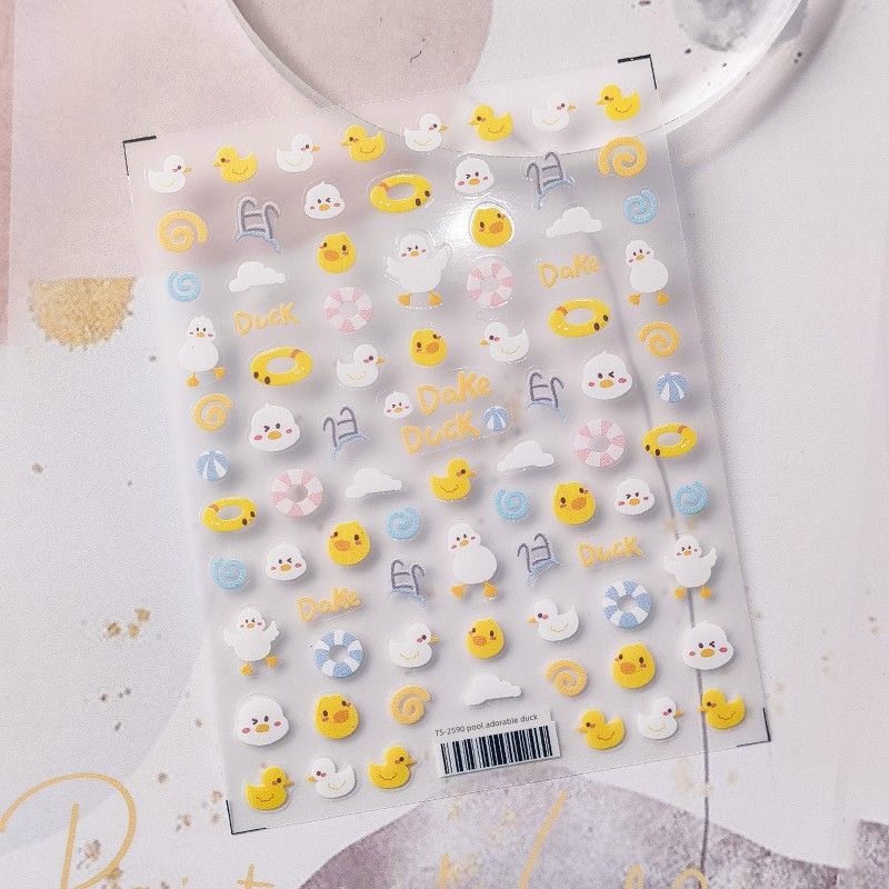 

Qiji Милый бассейн Милый утенок Трехмерный рельеф Наклейки для ногтей Водонепроницаемая наклейка для ногтей Декоративные украшения 2590 2591 TS-2590 pool adorable duck