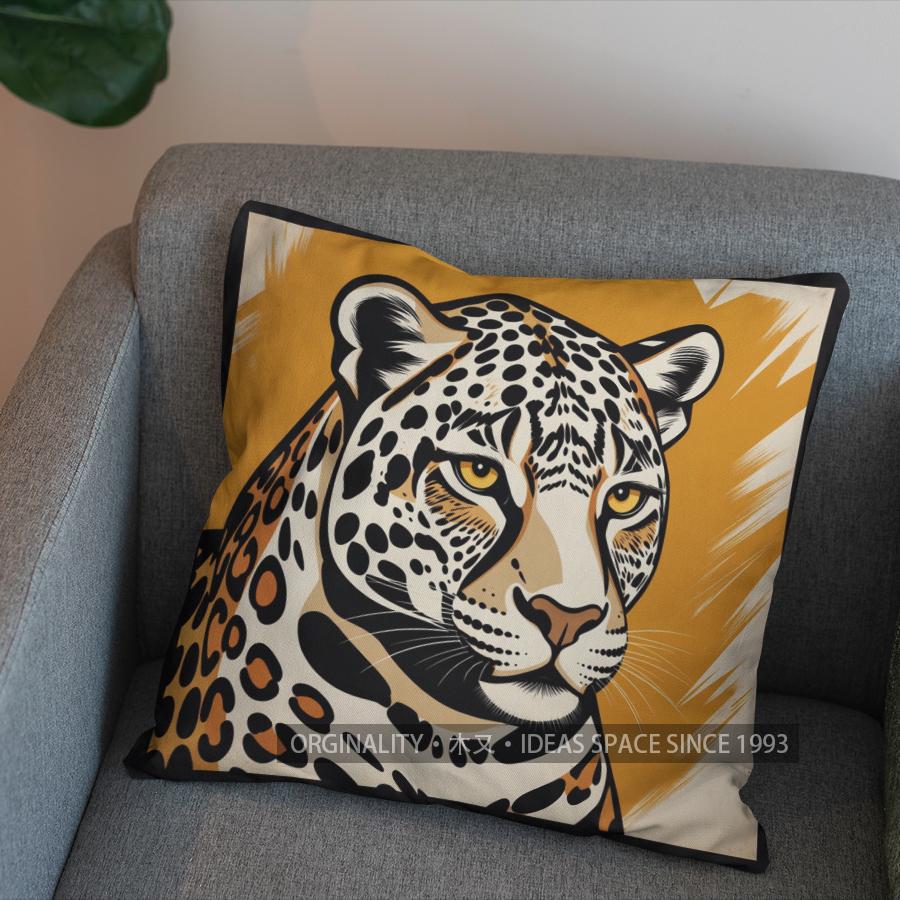 2D Colorful Leopard-Printed Digital Pillow Covers Pattern Cushion Cover Suitable for Sofa Bedroom Car Pillow Cover