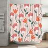Trendy Bathroom Shower Curtain with Floral Print Pink Orange Leaves Pattern for Home Decoration In Bathrooms