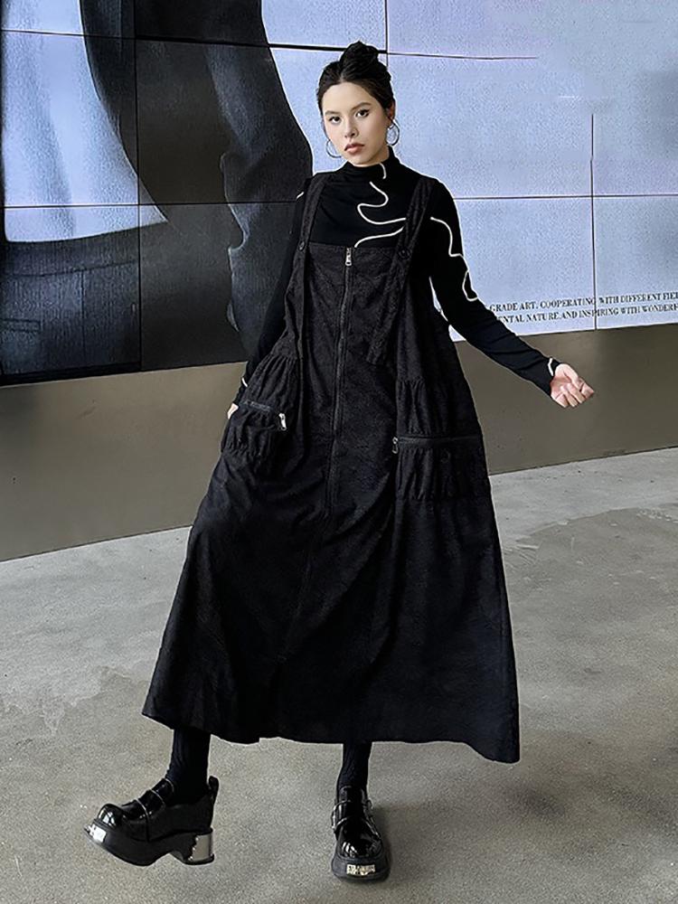 Платья без рукавов с квадратным воротником и бретельками XITAO HQQ2381 One Size чёрный — фото 5