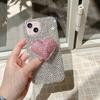 Glitter Diamond Crystal 3D Heart Stand Holder Phone Case for IPhone 15 14 16 plus 13 12 Air 17 Pro Max 11 Shockproof Bling Cover