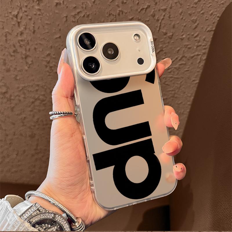 DNS Letter Pattern Hard Phone Case with Camera Bumper Compatible for iPhone 17 17E 16 16E 15 14 13 12 11 Air Pro Max Plus