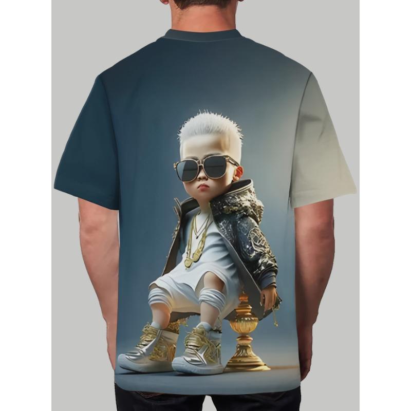 Hübscher Junge Muster T-Shirt Für Männer Persönlichkeit 3D Gedruckte T-Shirts Sommer Lässig Rundhals Tops Kurzarm T-Shirts