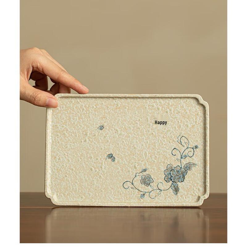 Shangqi Hand-Painted Intertwined Lotus Ceramic Dry Bubble Tea Tray