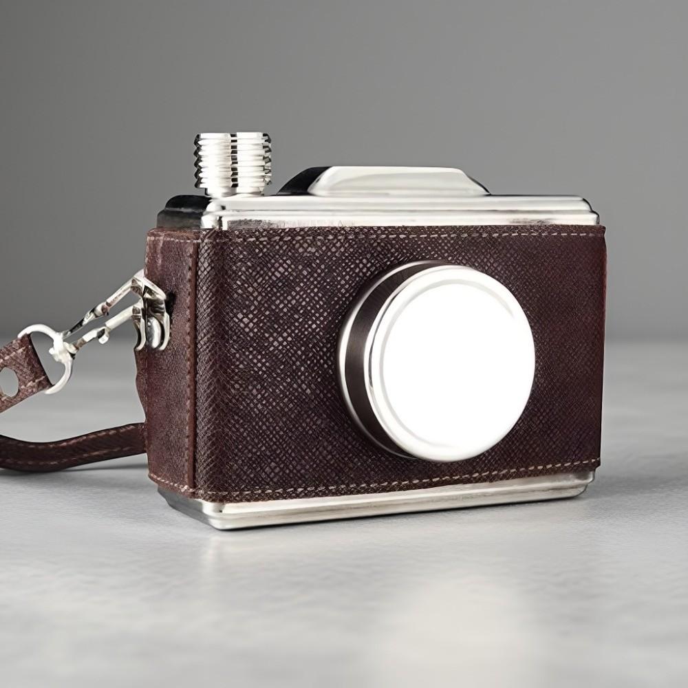 Stainless Steel Camera Hip Flask Camera Design Leak Proof Whiskey Containers Bottle Removable Strap 11OZ 325ML Whiskey Flask