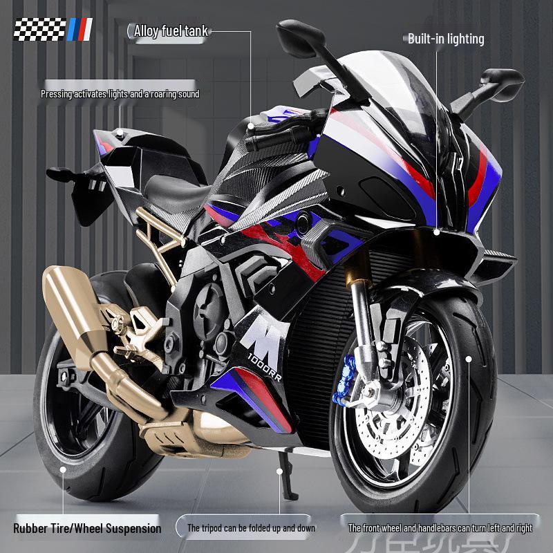Alloy 1:10 BMW S1000RR Motorcycle Model with Sound and Light Features