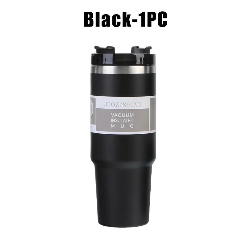 890ml High Quality Double Wall Cups 890ML Stainless Steel Portable Coffee Mug For Car With Lids Tumbler With Handle And Straw