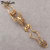 Punk Bracelet Man Gold Plated 316L Stainless Steel 8.3" Long Large Skull Body Mens Bracelets Bangles Skeleton Biker Jewelry Male