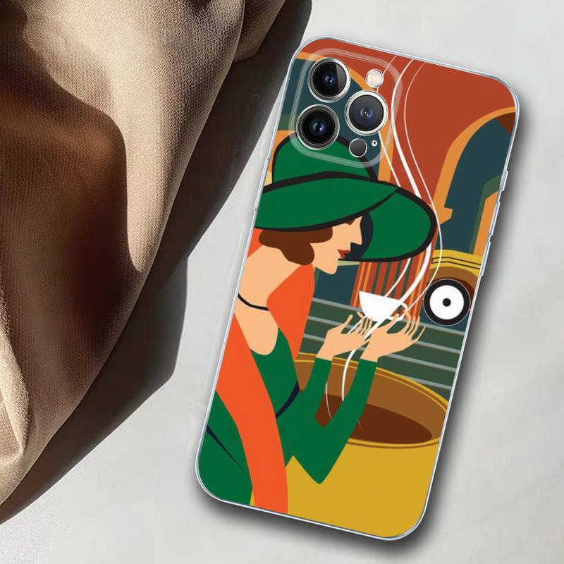 Kaffee und Mädchen Handyhülle Silikon Weich für iPhone 14 13 12 11 Pro Mini XS MAX 8 7 6 Plus X XS XR Hülle