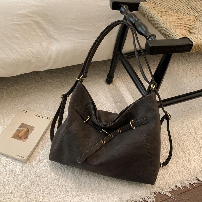 Retro suede tote bag women's new fashionable large-capacity commuting high-value fashionable casual shoulder bag bag