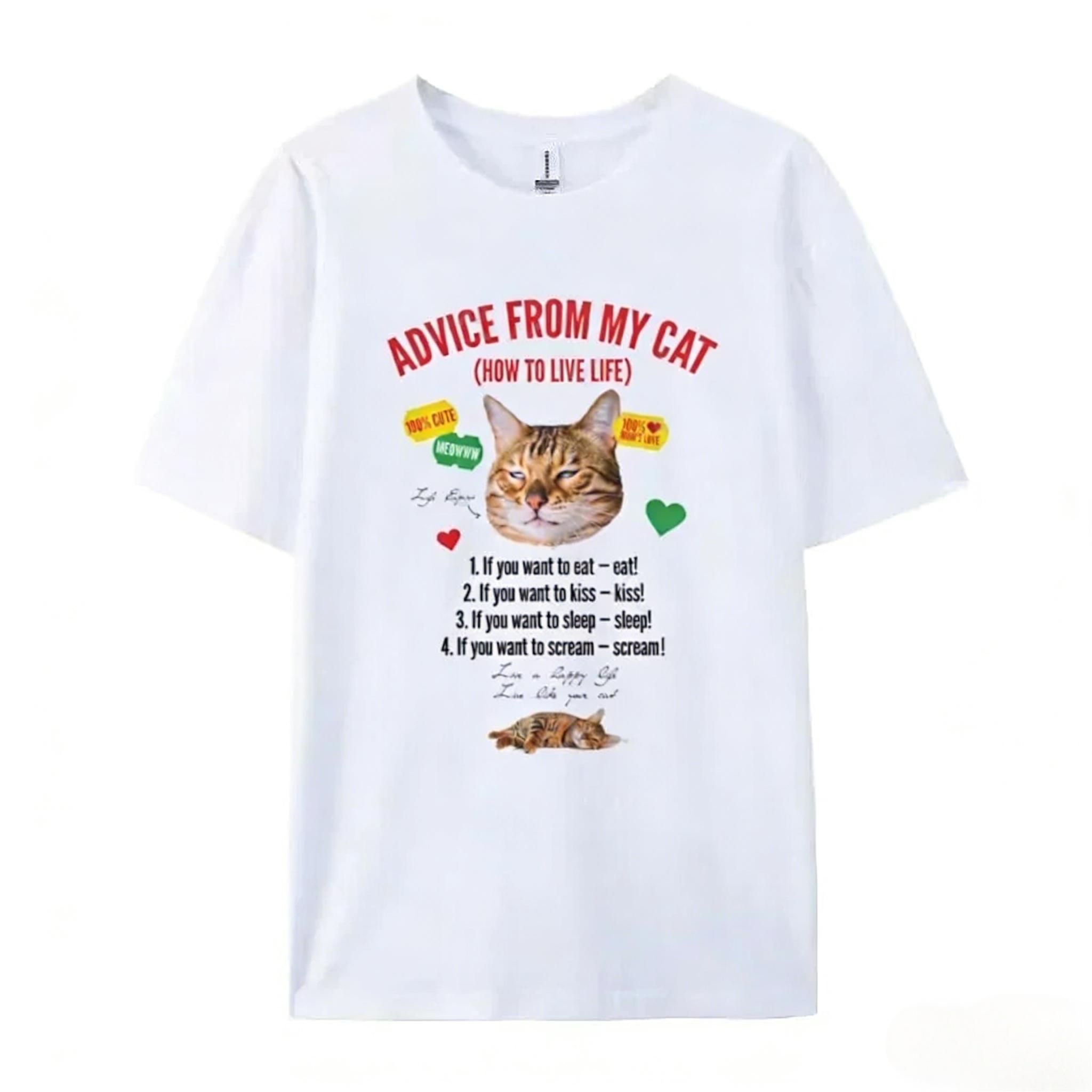 

Funny Kitten Print Women Tshirt Cute Funny Cat Graphic Tees Aesthetic Cat Mom Shirt Short Sleeve Fashion Female Clothing Y2k S