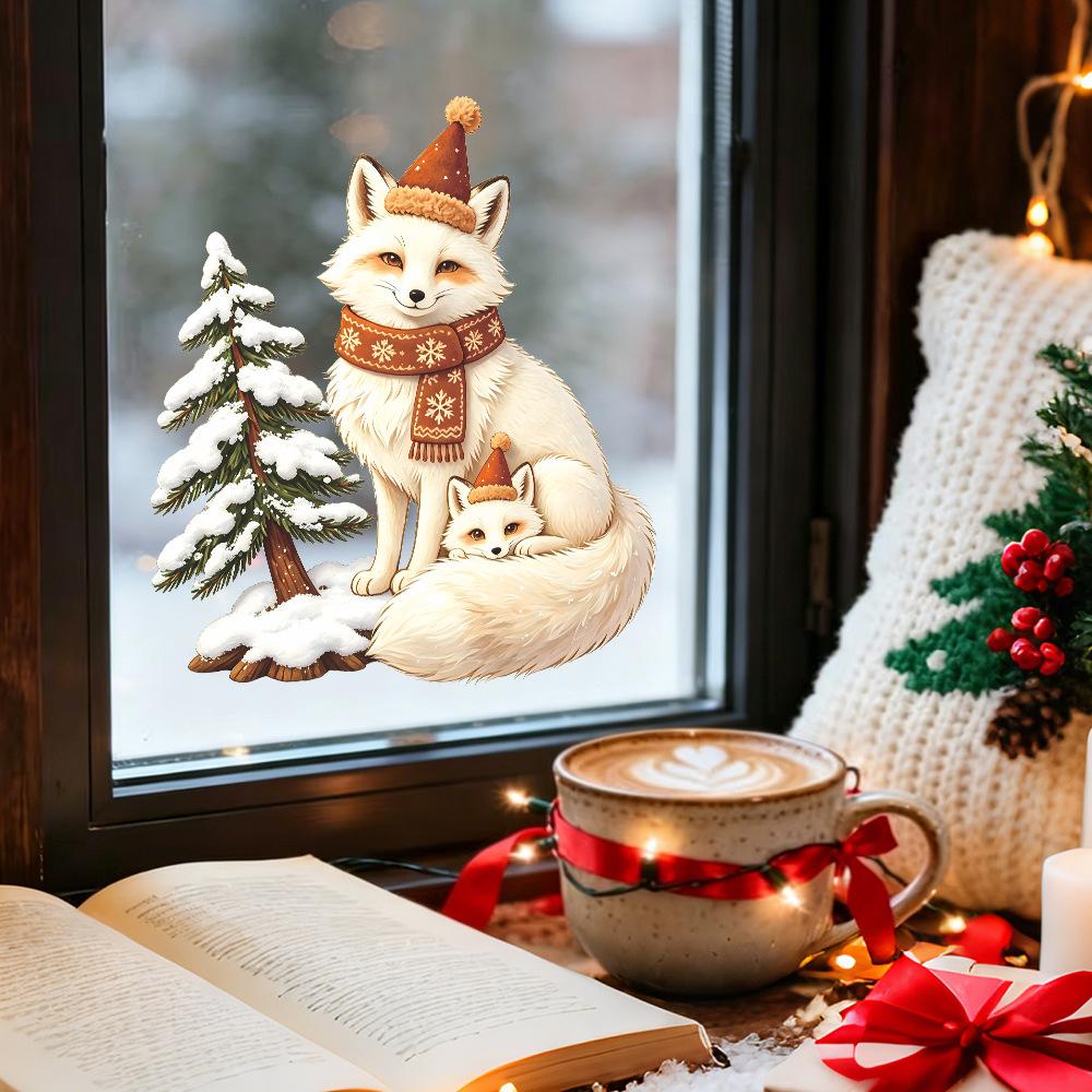 Painted Christmas Bow Bell Window Sticker Self Adhesive Outdoor Balcony Glass Decor