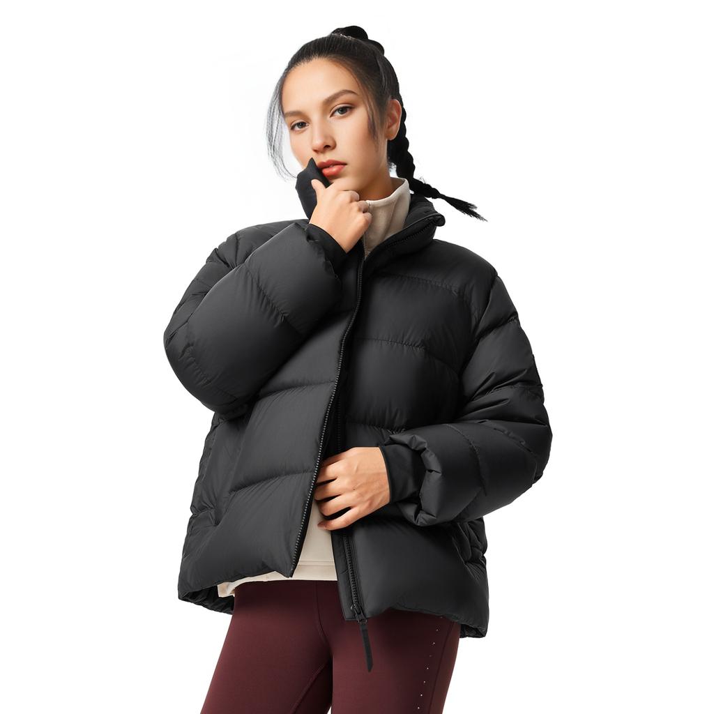 Giacca imbottita da donna Li Ning con colletto alto 3D, logo, cerniera, capospalla AYMV186-1
