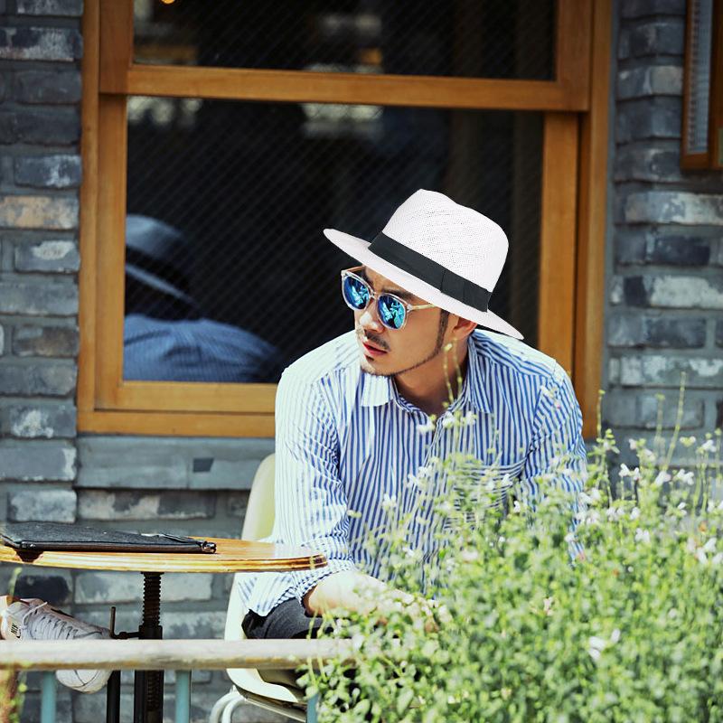 Panama straw hat summer men's tide travel vacation beach hat sun protection men's sun hat gentleman's top hat