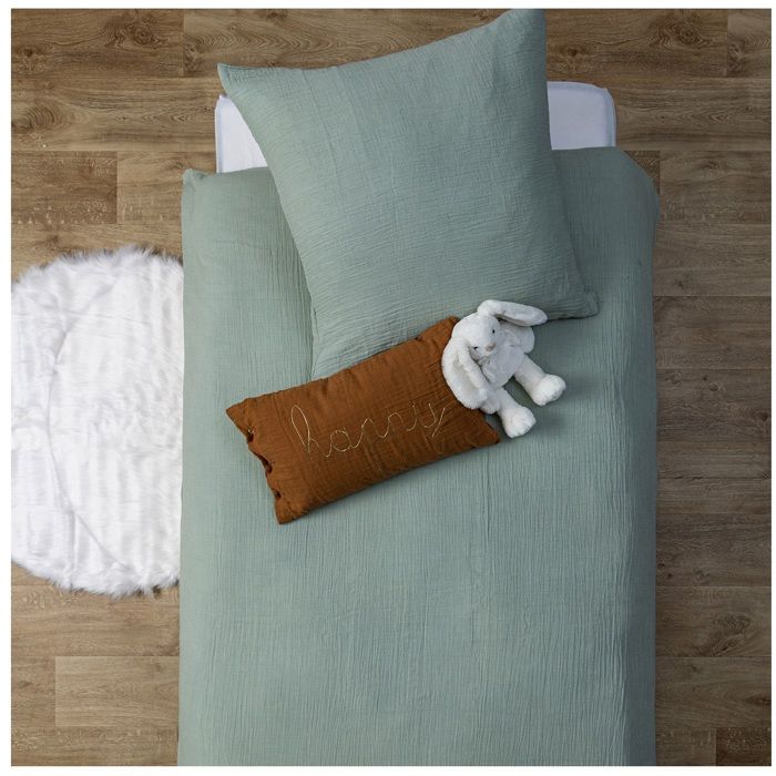 Housse De Couette Et Taie Gaze De Coton Vert