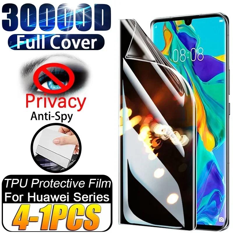 Filme De Hidrogel De Privacidade, 4 Unidades, Para Huawei Pura 80 70 Ultra P60 Arte P30 P50 P40 Pro Plus Antirreflexo Filme Protetor De Tela Curvo