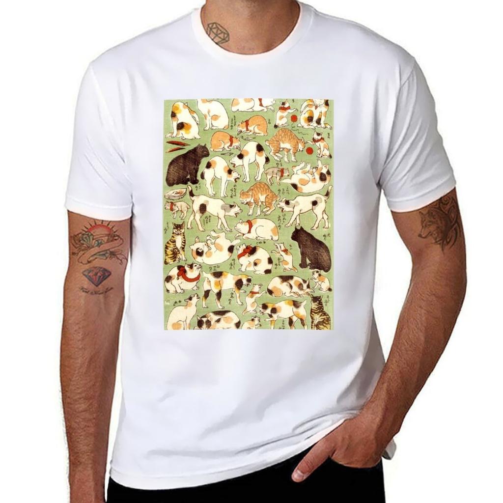 Japanese Cats Feline Posture Study Tshirt Plus Size Loose Fit Tshirt