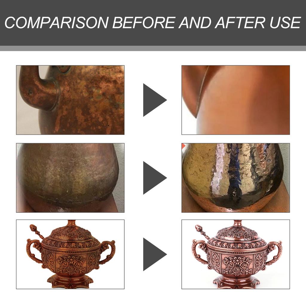 Brass and Copper Tarnish Remover Harmless Non-abrasive Metal Polish Cleaner for Macular Limescale Stubborn Stains