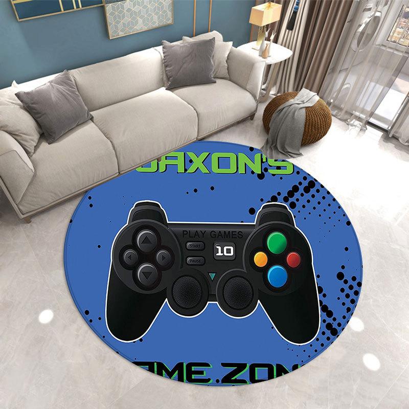 Gamer Living Room Area Rug Round Boys Bedroom Carpet Chair Mat Anit-Slip  Game Console Bathroom Floor Rug Doormat Entrance