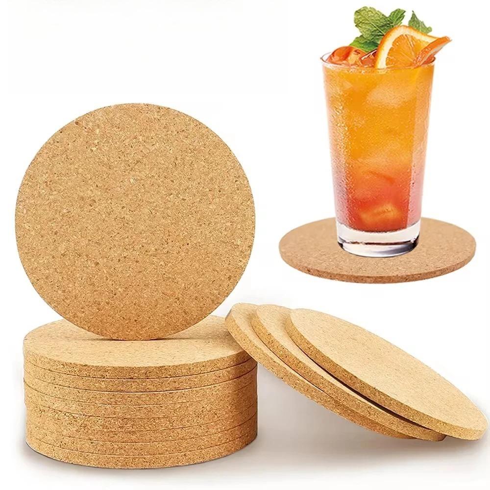 10 sztuk Naturalne Podkładki Korkowe Okrągłe Drewniane Podkładki Trwałe Antypoślizgowe Podstawki Pod Kubki do Herbaty Kawy Napojów Dekoracja Stołu DIY Artykuły Domowe